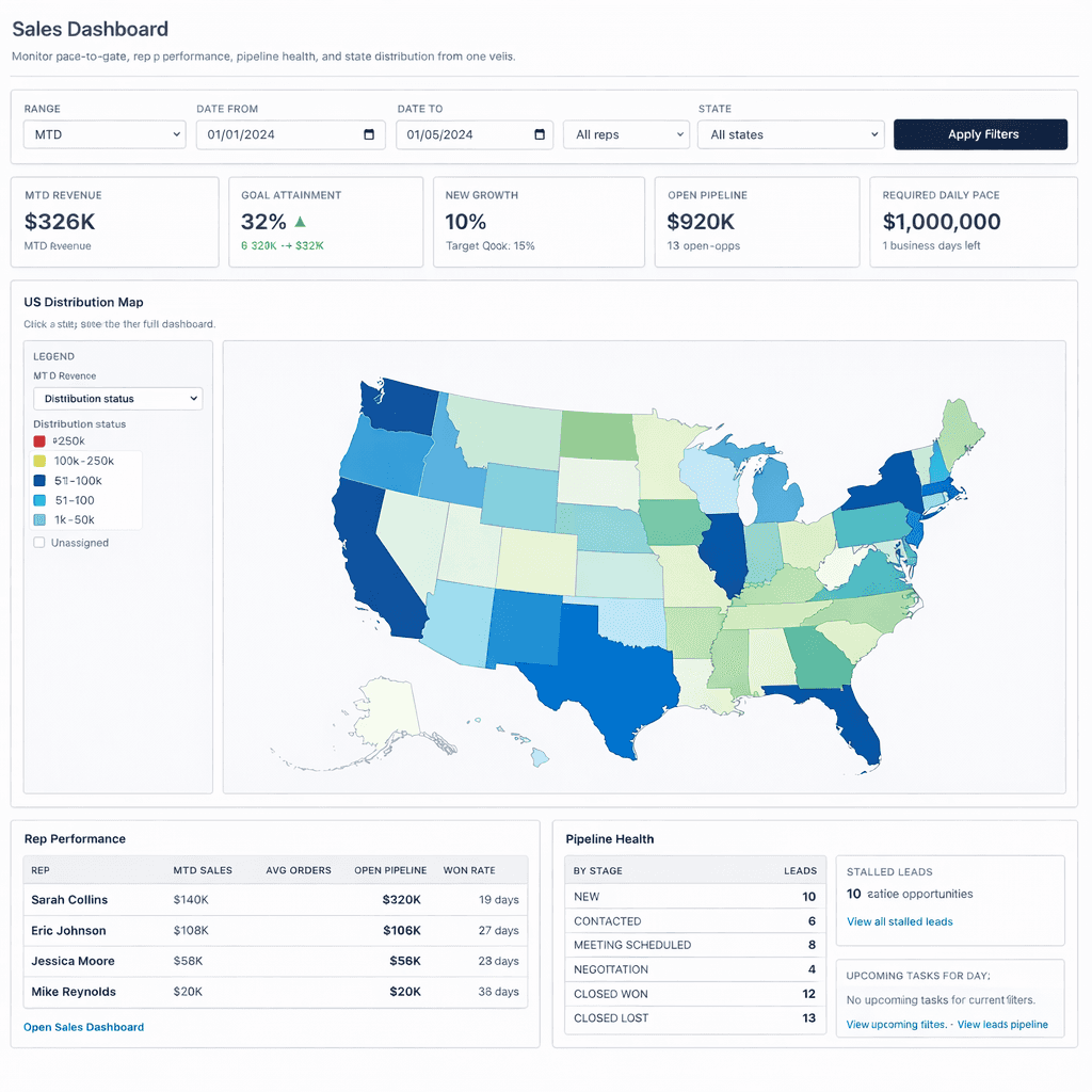 Sales dashboard example